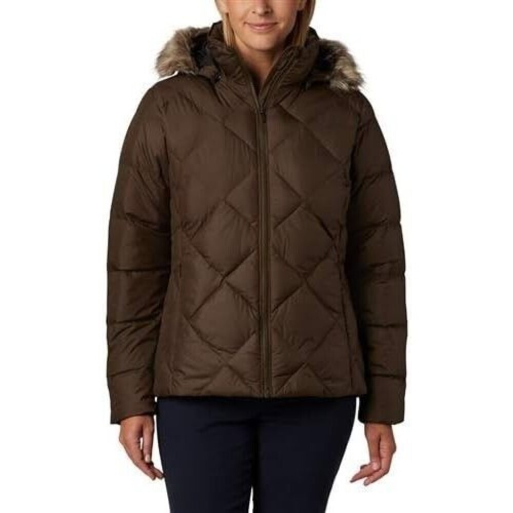 Columbia Women's Down Jacket Olive Green Size Small New $200 retal B582 Fur Hood